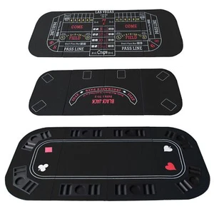 Portable Poker Tabletop Mat 3in1 for Poker Blackjack Craps Folding Black Felt... - Picture 1 of 7