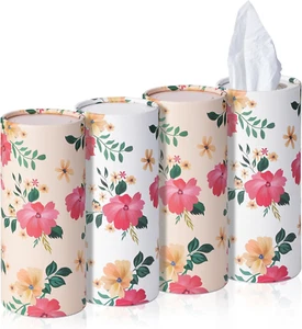 Car Tissues Holder 4 Pack with Facial Tissues Travel Tissue Tubes Box Container - Picture 1 of 6