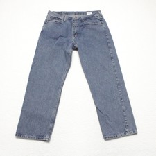 Wrangler Men's Size 34x29 Blue Straight Leg Medium Wash 100% Cotton Denim Jeans