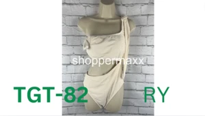 Women's One Shoulder Bow Cut Out One Piece Swimsuit- Shade & Shore, Off-White, M - Picture 1 of 12