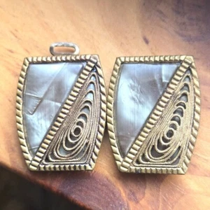 Antique Czechoslovakia Brass celluloid Belt buckle 1900s Art Deco Collectible - Picture 1 of 11