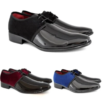 HERREN SCHNÜRUNG DERBY SAMT PATENT KLEID PARTY HOCHZEIT FORMELLE ITALIENISCHE SCHUHE UK6-12