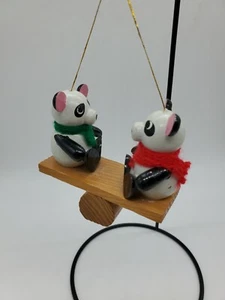 Panda Bear Christmas Ornament Wooden Panda Bear Ornament B74 - Picture 1 of 4