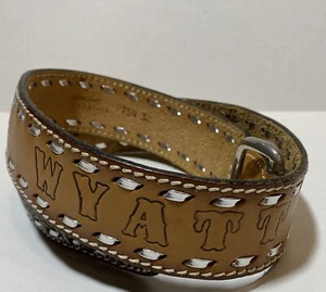 VTG Western Name Belt WYATT Tooled Childrens Kids - Picture 1 of 7
