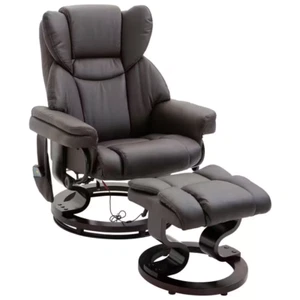 Brown Massage Recliner Office Chair with 10 Vibration Points Adjustable Backrest - Picture 1 of 12