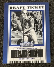 D1646 2019 Contenders Draft Picks Season Ticket Blue Foil Roger Staubach HOF