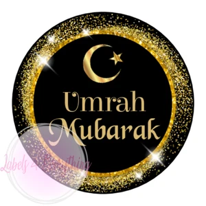 Umrah Mubarak Blessed Generous Month Sweet Cone Stickers Hamper Black Gold Moon - Picture 1 of 1