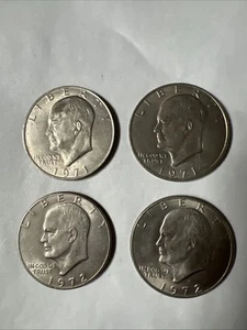 Lote de 4 monedas de dólar Eisenhower en total - dos 1971, dos 1972 **TODAS como nuevas** - Imagen 1 de 10
