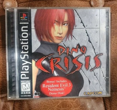 DINO CRISIS PLAYSTATION 1 PS1 W/ RESIDENT EVIL 3 NEMESIS DEMO REG CARD CIB - Image 1 of 4