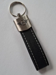 GENUINE BMW MINI MAIN DEALER LEATHER LOOP AND METAL KEYRING FOB. COOPER S ONE. - Picture 1 of 3
