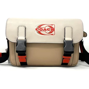 Coach Track Crossbody In Colorblock With Coach Stamp Steam Beige Leather CH106 - Picture 1 of 8