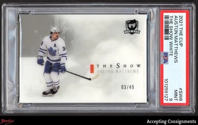 2021-22 The Cup The Show White #SW6 Auston Matthews 3/49 MAPLE LEAFS PSA 9 MINT - Image 1 of 2