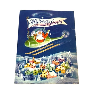 Vintage 1956 First Visit with Santa Card Picture and Stickers Ephemera Retro - Bild 1 von 10