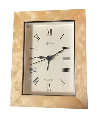 Reloj Escritorio Galassi Burl Chapa Números Romanos Segunda Mano Hecho en Italia Foto 1 de 4