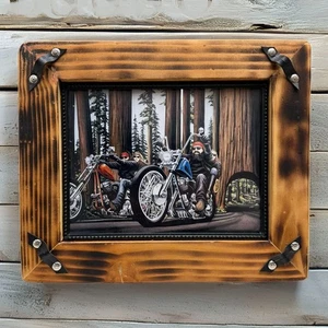 Vintage 1980s Framed 8 x 10 Print Redwood Run by David Mann Handmade Rustic - Picture 1 of 4