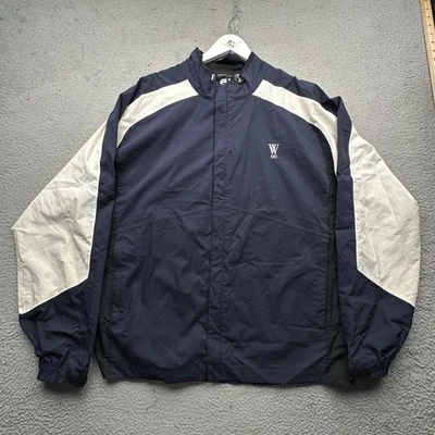 Foot Joy Dry Joys 防水海军蓝白色防撕裂夹克男式 2XL 全拉链连帽 — 第 1/4 张图片