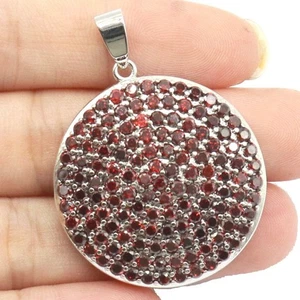 Beautiful Big Size Orange Spessartine Garnet Women Dating Silver Pendant - Bild 1 von 2