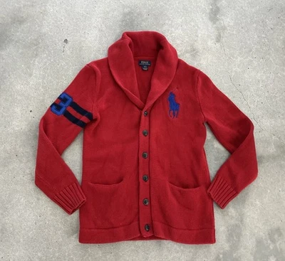 Polo Ralph Lauren Varsity Letterman Sports Cardigan Sweater Kids XL 14 16 - Image 1 of 4