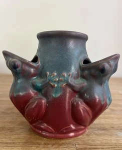 Olla de fresa rana cantora triple cerámica gres artesanal artesanal vintage rara - Imagen 1 de 10