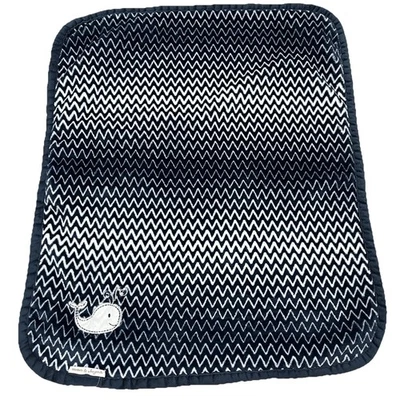 BLANKETS & BEYOND WHALE CHEVRON BABY BLANKET BLUE WHITE PLUSH SECURITY - Image 1 of 4