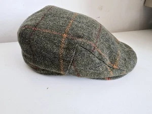 Barbour Green Tweed Hat Flat Cap 7 1/4 Baker Boy Newsie Peaky Blinders 57/58 - Picture 1 of 7