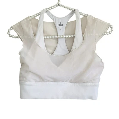 Alo Yoga Joyful Sports Bra Small Blush Pink Pilates Gym Sheer Ballet Coquette - Image 1 of 4