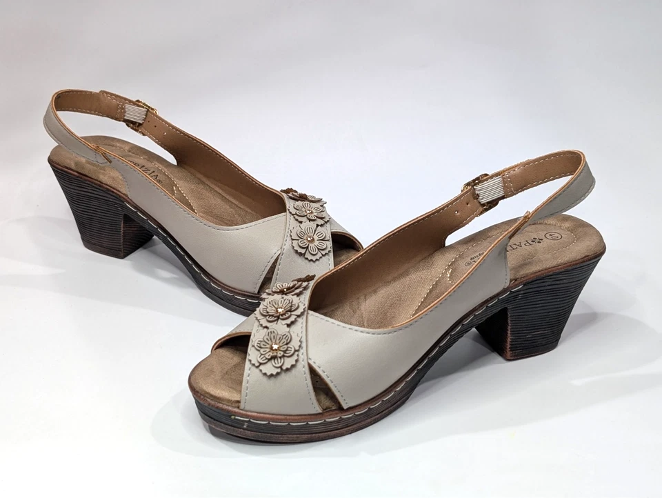 Patrizia by Spring Step Addisyn Light Grey Women's Slingback Sandals -Size 9 NWB - Image 1 of 4