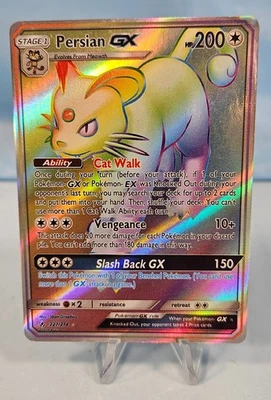 Pokémon Persian GX 227/214 Unbroken Bonds Secret Rainbow HP 200 Holo Rare - Image 1 of 3