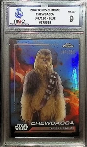 Topps Star Wars Chrome 2024 Chewbacca Blue 147/150 MGC 9 not PSA - Picture 1 of 3