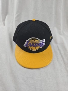 New Mitchell & Ness HWC Los Angeles LA Lakers Wool 2 Tone Hat Black Yellow - Picture 1 of 6