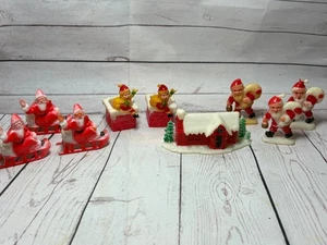 LOTTO VINTAGE - miniature CASA DI BABBO NATALE plastica dura statuine natalizie Hong Kong - Foto 1 di 7