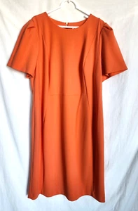 NWT Calvin Klein Short Sleeve Women's Sheath Dress Size 20W Orange Stretch - Picture 1 of 8