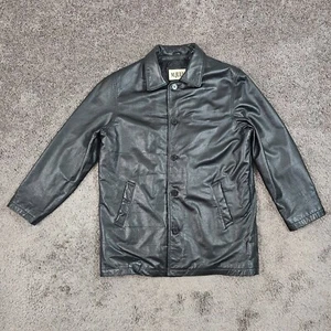 Chaqueta de Cuero Wilsons Para Hombre Mediana M Negra Abotonada M Forrada Julian Peso Pesado - Imagen 1 de 14