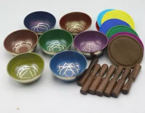 set of seven Singing bowl-Tibetan singing bowl-Meditation bowl-chakra Set Bowl - Picture 1 of 8