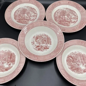 Currier & Ives von Royal China, Royal - Ironstone, rosa - 5-teiliges Set - 3 Bilder - USA - Bild 1 von 15