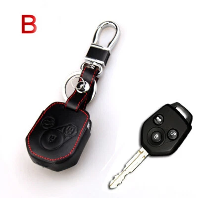 Fit For Subaru 3 button Black Remote Key Fob Bag Holder PU Leather Cover Case  - Image 1 of 4