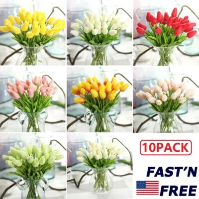10PCS Artificial Tulip Flowers Fake Flower Bouquet for Wedding Party Home Decor - Image 1 of 4