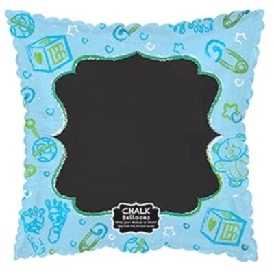Baby Boy Chalkboard Personalize It Square 17" Foil Balloon (Non-Packaged) - Image 1 of 2
