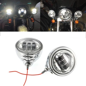 4.5 Inch Spot Fog Passing Light LED + Housing Bucket for Harley Ultra Classic - Picture 1 of 12