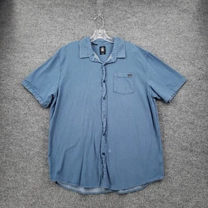 Volcom Button Up Shirt Mens 2XL XXL Blue Short Sleeve Pocket Collared Casual - Picture 1 of 9