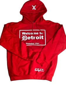 Welcome To Detroit NEW Men’s Sz XL Red White Holiday Pullover Sweat Shirt Top - Picture 1 of 2