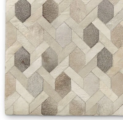 Leather Cowhide Rug – Large 100% Tricolor Hair Hide Skin Area Size New - Image 1 of 4