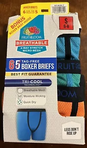 Fruit of the Loom Boys 6pk Breathable Micro-Mesh Boxer Briefs - Small(6-8) - Picture 1 of 3