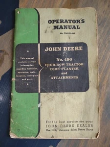 John Deere No. 490 Two Row Tractor Corn Planter Operator Manual - Picture 1 of 6