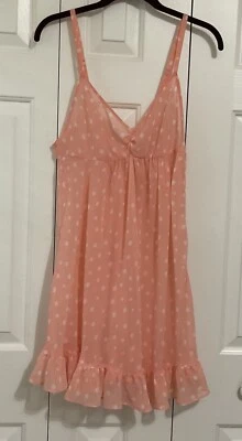 Oscar de la Renta Pink Label Nightgown Size L Peach Ivory Sheer Adjust Straps - Image 1 of 4