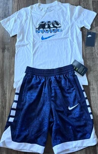 NWT Nike Boys YMD Blue/Light Blue/White PRO MODE Dri-Fit ELITE Shorts Set Medium - Picture 1 of 5
