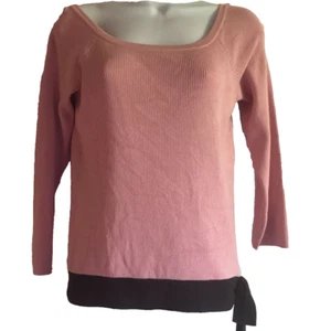 INC International Concepts Sweater Dusty Rose Black Trim Side Knot Detail Large  - Picture 1 of 5