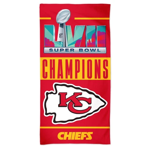 KANSAS CITY CHIEFS SUPER BOWL LVII CHAMPIONS SOFT COTTON BEACH TOWEL 30"X60" NFL Cover