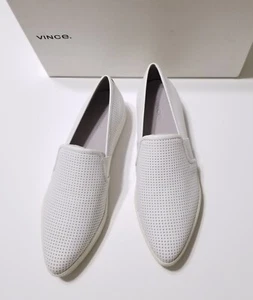 NIB Vince Pierce Perforated Leather Slip On Sneakers in White Size 7,8.5,9 $225 - Picture 1 of 14