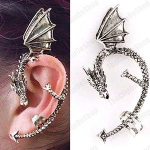 CLIP ON no perforado DRAGÓN envoltura PENDIENTE OREJA gótico hada vampiro serpiente auricular - Imagen 1 de 5